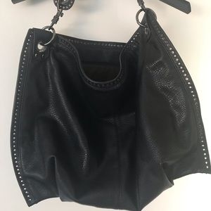 LaTique Black Rose Hobo Bag Large Purse Studded